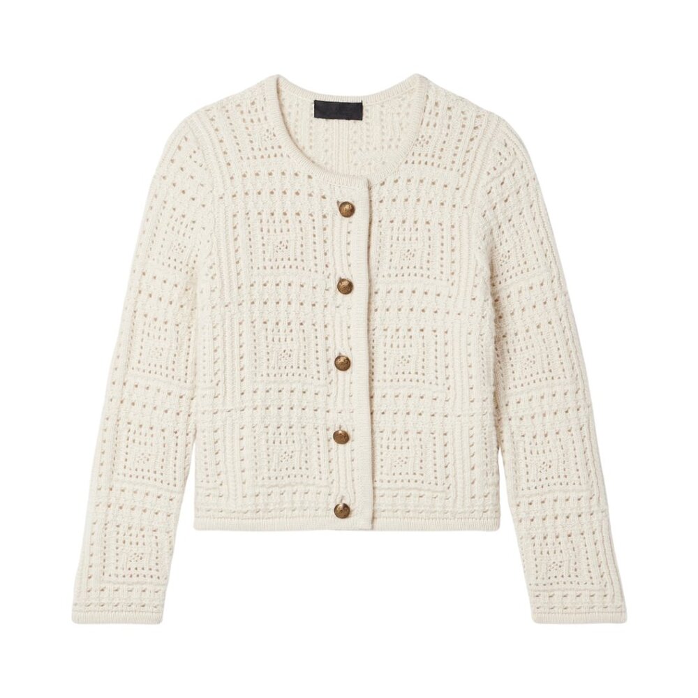 Nili Lotan Harry Sweater Jacket in Ivory